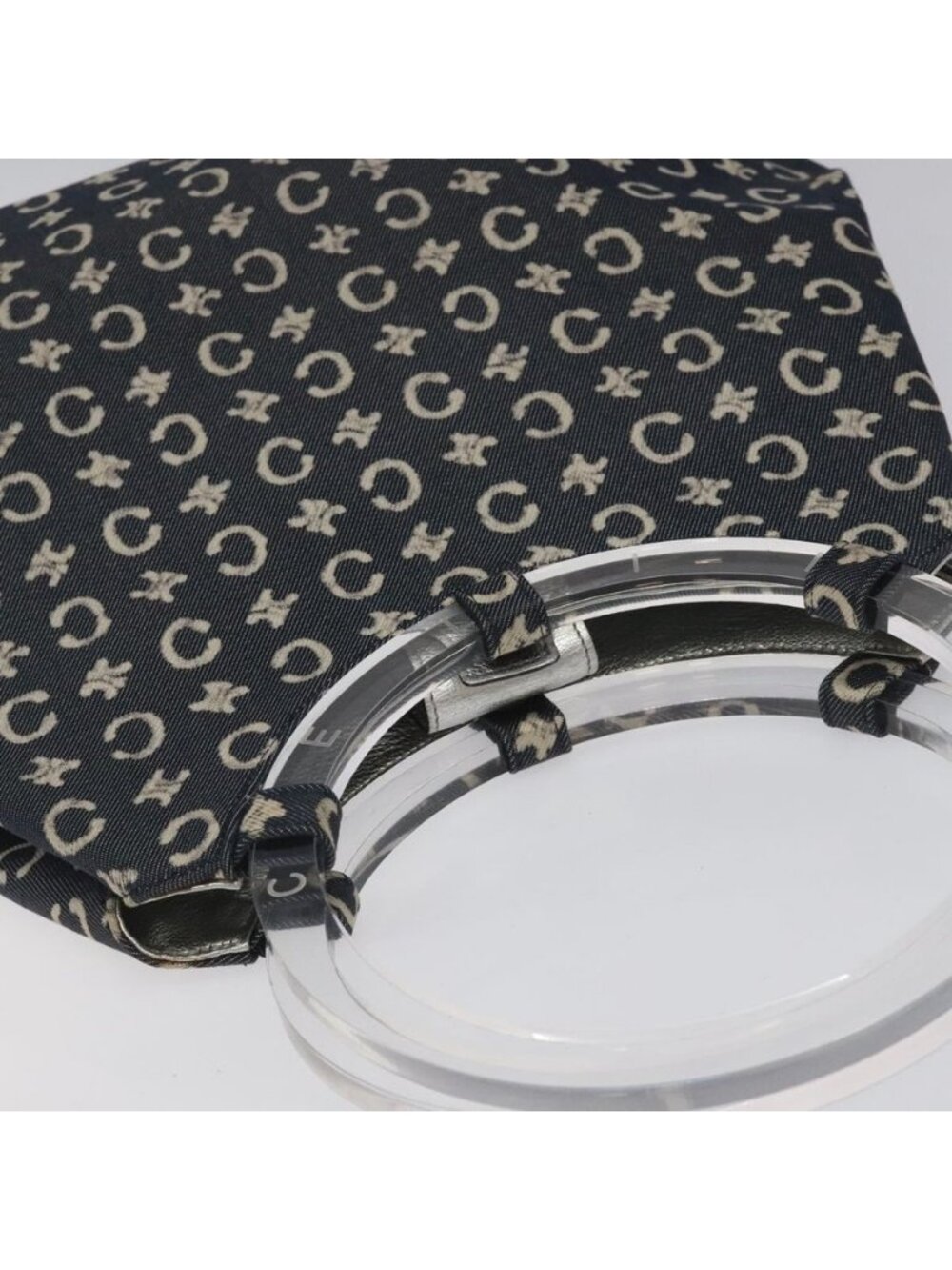 Authentic CELINE C Sulky Circle Shoulder Bag Canvas Navy Clear - Picture 13 of 16